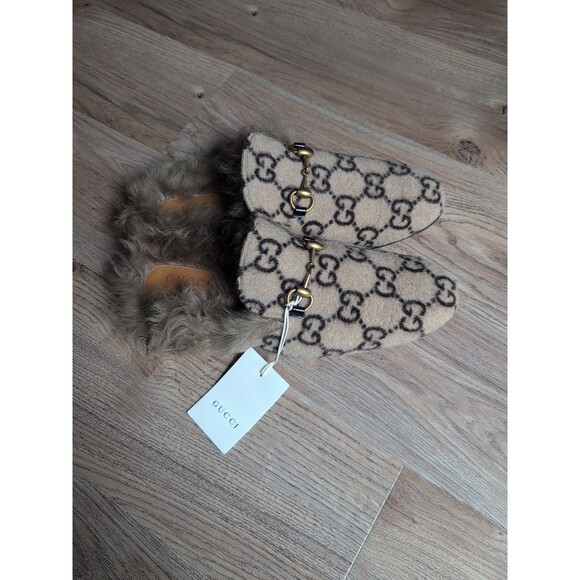 Gucci Princetown GG Wool Fur Flats Mules Slip On Mens 9-9.5 - Picture 3 of 16
